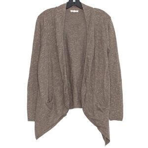 Eileen Fisher Cardigan Linen Minimalist Scandi Lagenlook Cottage Brown Medium